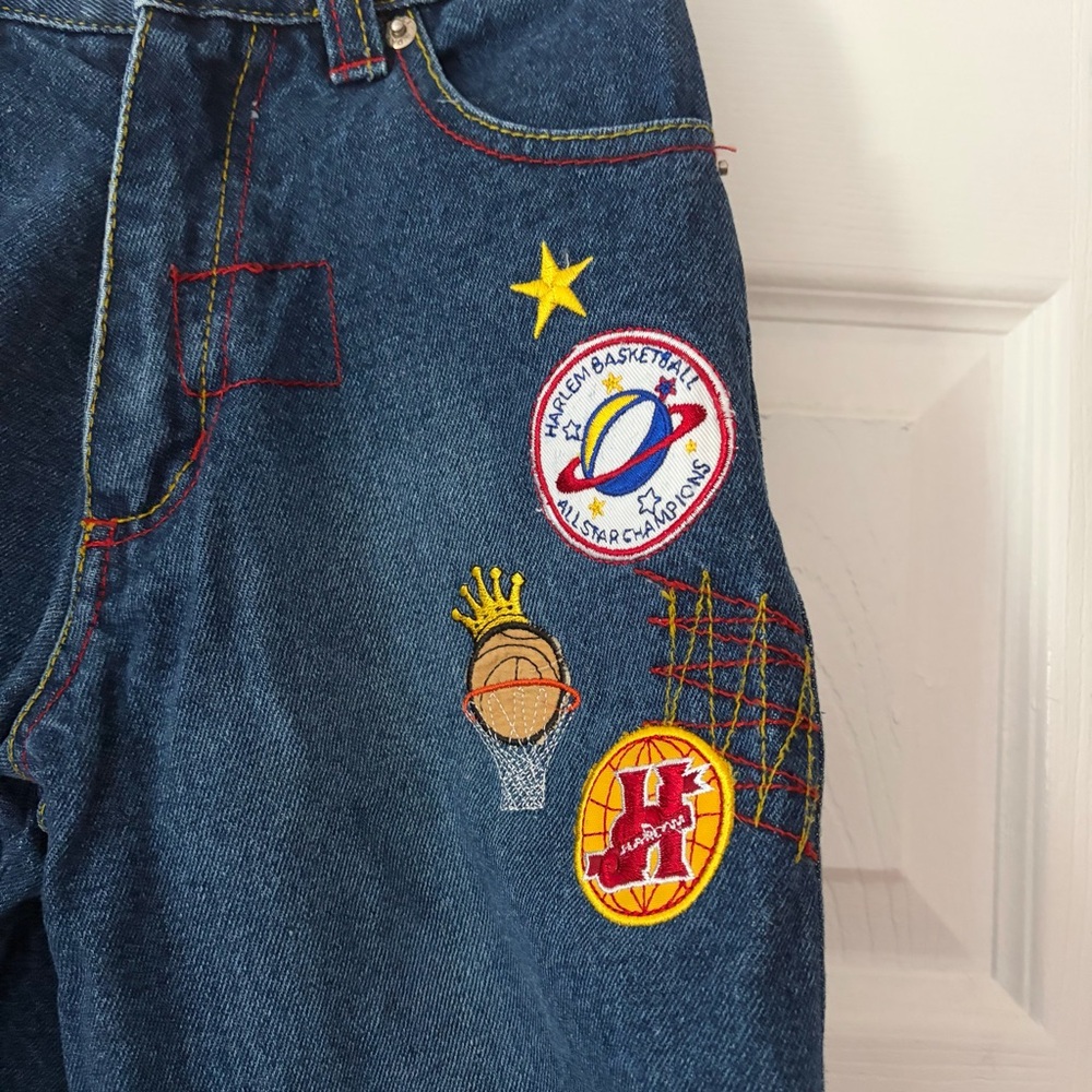 Kids Denim Harlem Globetrotters Shorts‎ 4 Da Street Size 7 EUC - Picture 3 of 6